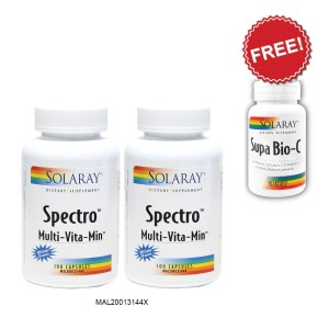 SOLARAY SPECTRO 100S EXTRA 20% TWIN PACK (PL SPECIAL : FREE Supa Bio-C 30c)